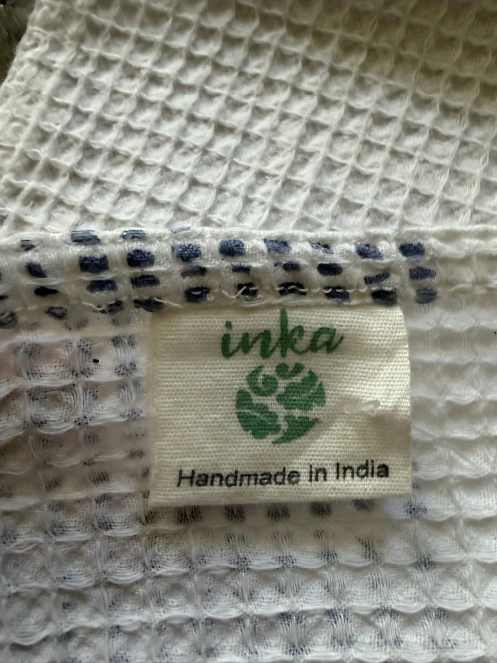 Inka Summer Snow Waffle Weave Hand Towels – Set of 2 – 15” x 24” NWT Handmade